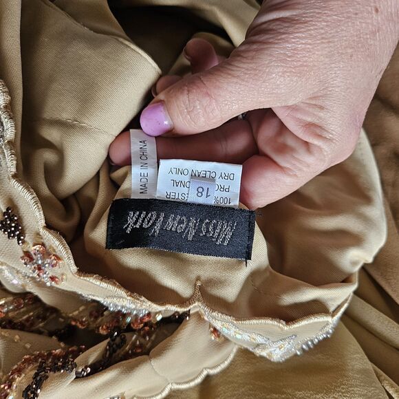 Miss New York Dress Collections Beige Sequence Gown size 18 - Picture 8 of 8